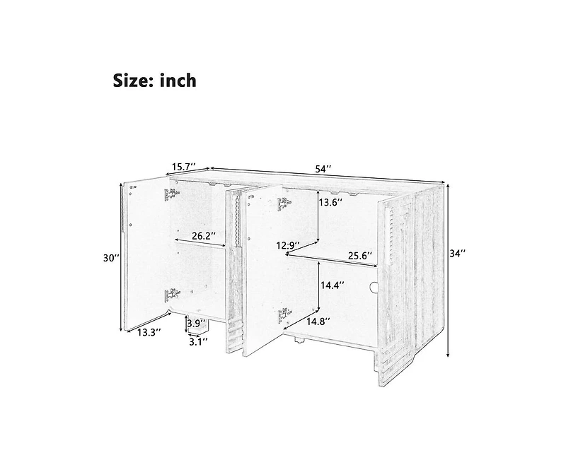 Casainc 54" Retro Storage Cabinet with Adjustable Shelves