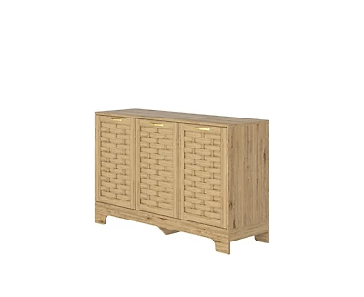 Casainc Storage Cabinet with 3 Doors Adjustable Shelf