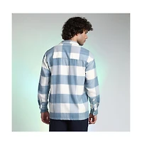 Campus Sutra Men's Powder Blue Buffalo Utility Shacket