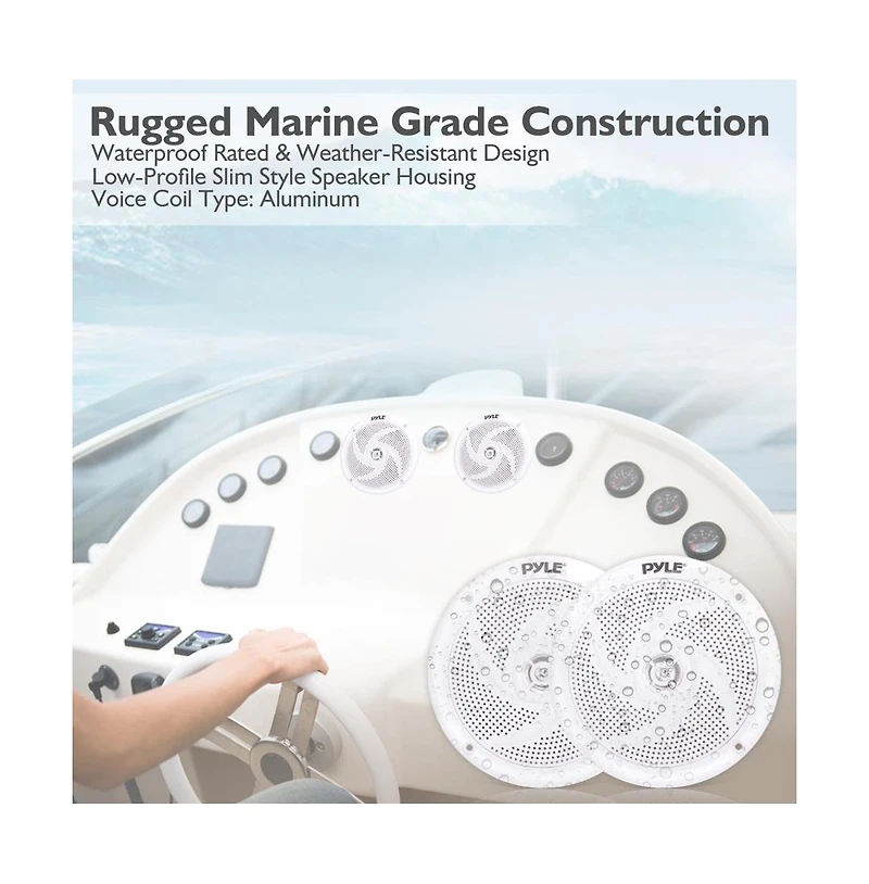 Waterproof Marine Speakers, Low-Profile Slim Style, 4.0'' -inch (100 Watt)