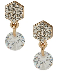 Dkny Cubic Zirconia and Glass Crystal Stone Pave Hex Drop Stud Earrings