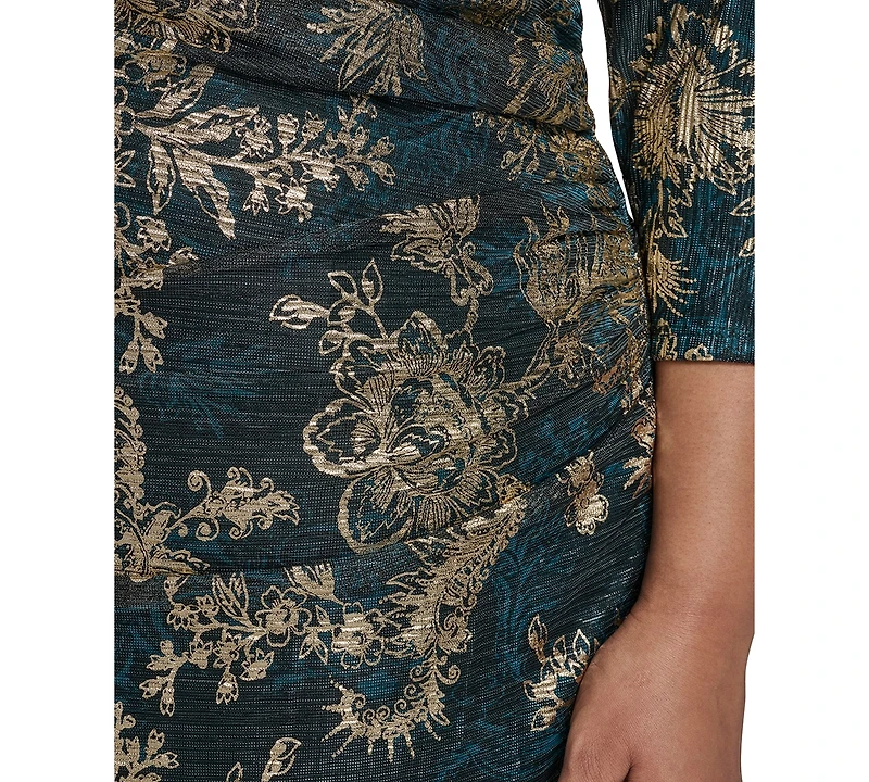 Vince Camuto Plus Size Ruched Foil Knit Midi Dress