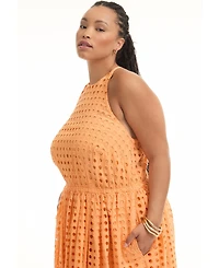 June + Vie Women's Halter Eyelet Maxi Dress