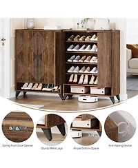 Tribesigns Shoe Cabinet with Doors, 6-Tier Entryway Shoe Storage Cabinet with Adjustable Shelves