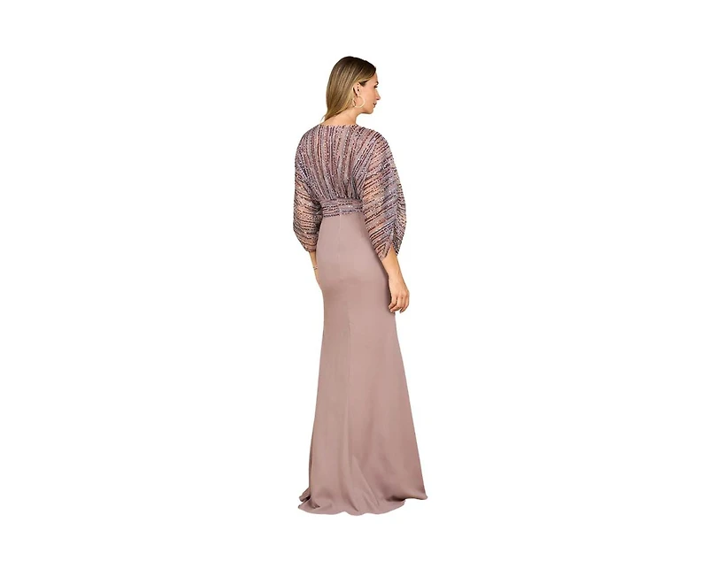Lara Women's Draped Skirt Gown with Cape Sleeves