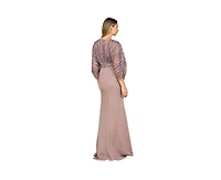 Lara Women's Draped Skirt Gown with Cape Sleeves