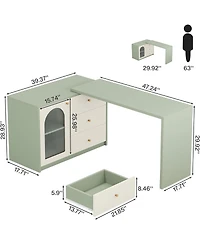 Tribesigns L-Shaped Gaming Desk with Drawers, Modern Corner Home Office Desk & Computer Desk,Cyan & White