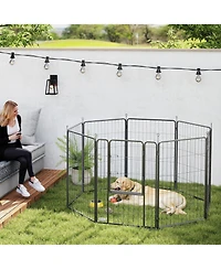 PawHut 39 Inch 8 Panel Heavy Duty Dog Playpen with Door,