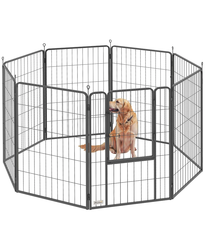 PawHut 39 Inch 8 Panel Heavy Duty Dog Playpen with Door,