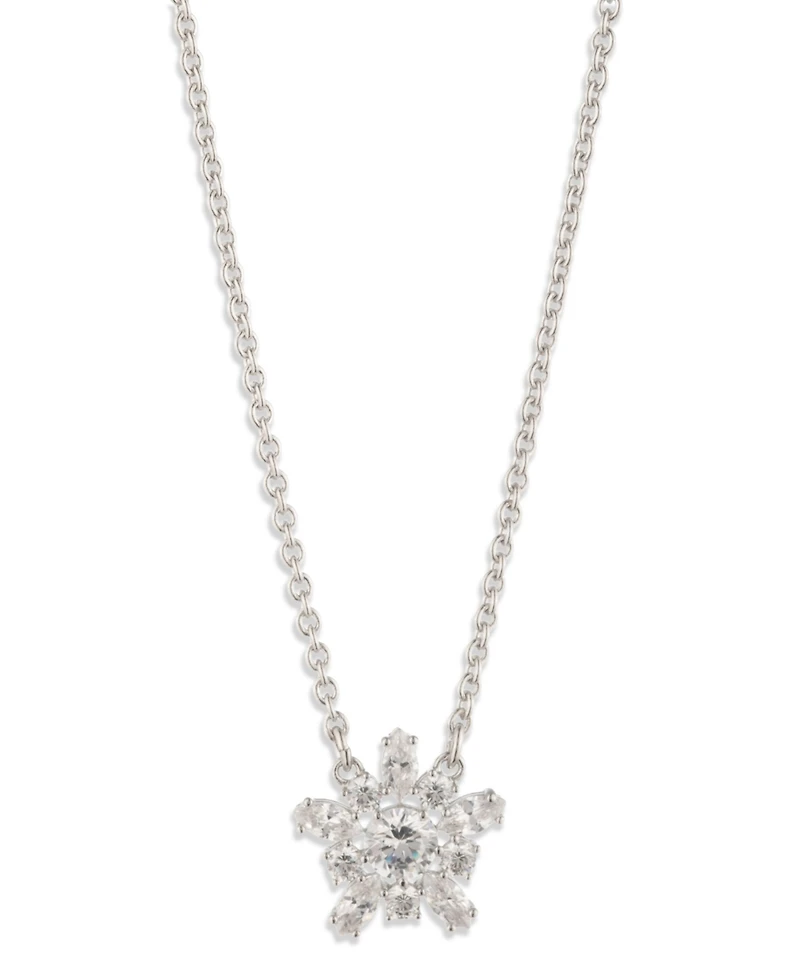 Marchesa Cubic Zirconia Silver-Tone Star Pendant Necklace