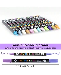 Htutwoo 72 Colors Dual Tip Acrylic Paint Markers, Double Color Acrylic Paint Pens for Rock Painting, Stone, Wood, Canvas, Stone, Diy Art Supplies