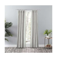Ellis Curtain Plaza Classic Ticking Stripe Printed 3" Rod Pocket Tailored Panel Pair with Tiebacks 56" x Sage