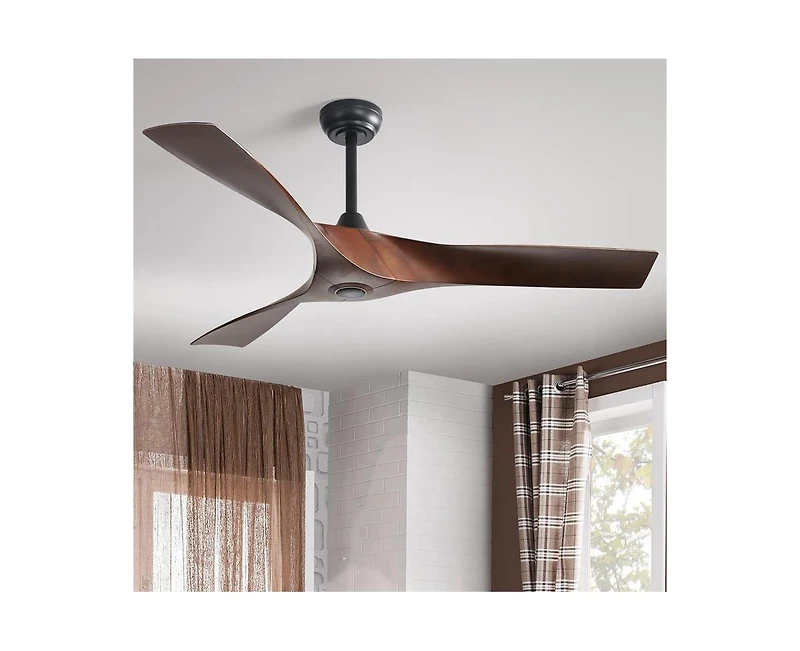 52-inch Modern Black 3 Abs Blades Ceiling Fan without Light with Six-Speed Remote Control and Forward Reverse Rotation Function