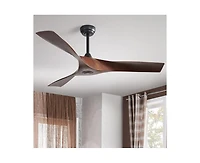 52-inch Modern Black 3 Abs Blades Ceiling Fan without Light with Six-Speed Remote Control and Forward Reverse Rotation Function