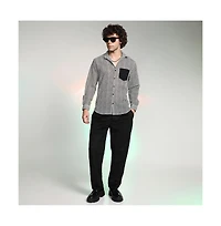 Campus Sutra Men's Onyx Black & Cream White Zig-Zag Block Shirt