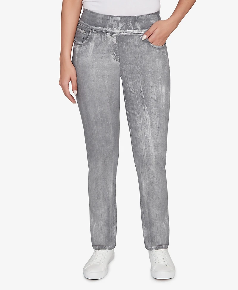 Ruby Rd. Petite Metallic Painted Pull On Jeans