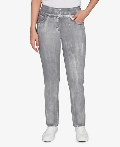 Ruby Rd. Petite Metallic Painted Pull On Jeans