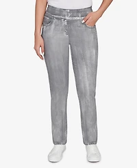 Ruby Rd. Petite Metallic Painted Pull On Jeans