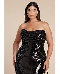 Eloquii Women's Plus Corset Bodice Sequin Dress