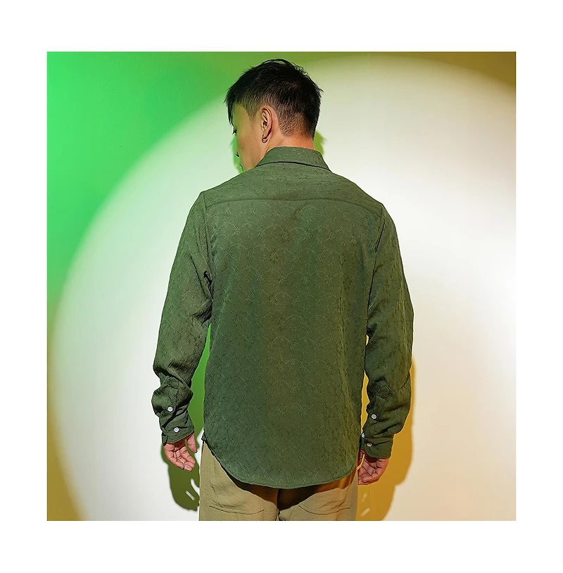 Campus Sutra Men's Forest Green Floral-Textured Shirt
