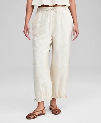 And Now This Women's Cotton Floral Jacquard Drawstring Pants, Macy's Exclusive
