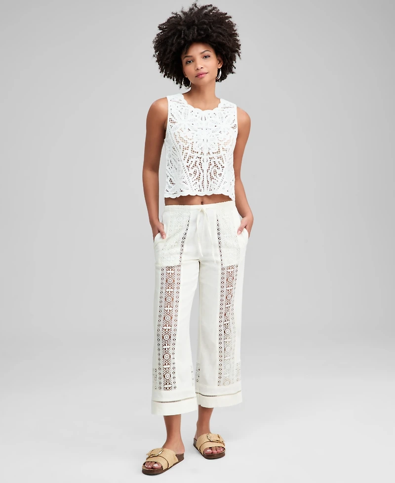 And Now This Women's Crochet-Inset Drawstring Pants, Macy's Exclusive