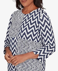 Alfred Dunner Women's Saratoga Springs Textured Panel Spliced Knit Top