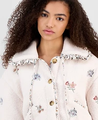 Blank Nyc Women's Sweet Talker Embroidered Fleece Jacket