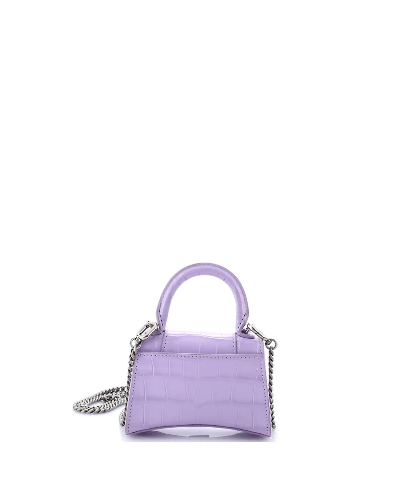 Pre-Owned Balenciaga Mini Hourglass Chain Top Handle Bag Embossed Leather