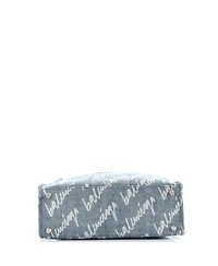 Pre-Owned Balenciaga Medium Hardware Tote Logo Printed Denim
