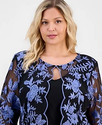 Alex Evenings Plus Layered-Look Embroidered Top