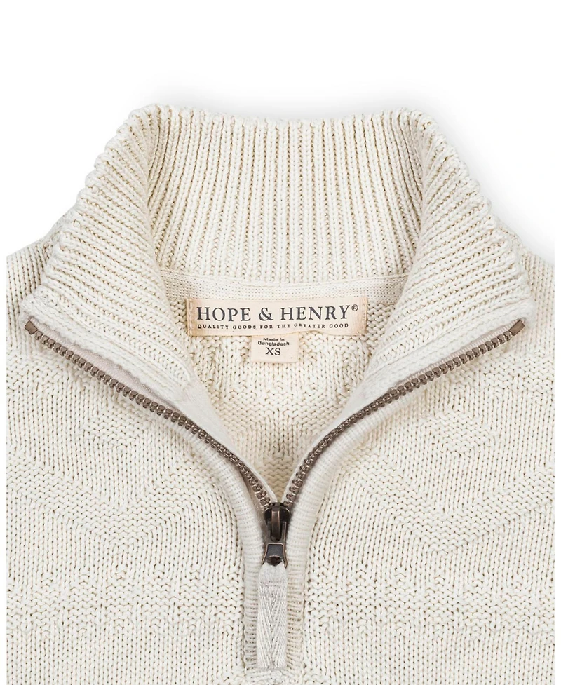 Hope & Henry Boys Organic Long Sleeve Half Zip Cable Pullover Sweater