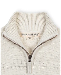 Hope & Henry Boys Organic Long Sleeve Half Zip Cable Pullover Sweater