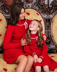 Hope & Henry Baby Girls' Organic Mock Neck Ruffle Cuff Cable Sweater Dress