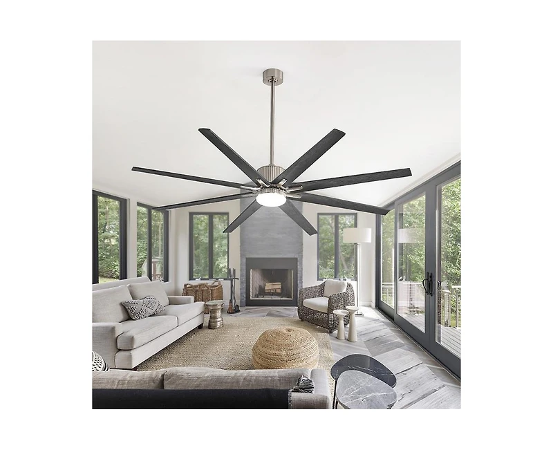76-inch Modern and Simple Sand Nickel 8-Blade Ceiling Fans with Remote Control and Lighting Kit