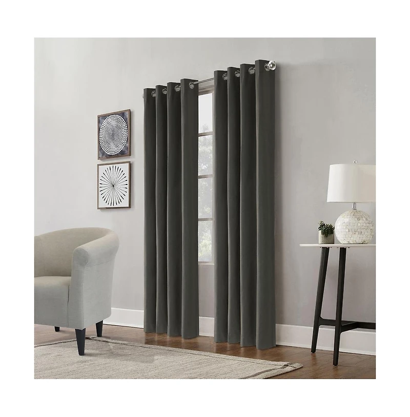 Commonwealth Edison Grommet Dressing Window Curtain Panel - 52"x95", Charcoal