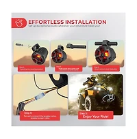 6.5'' Water-Resistant Marine / Off-Road Bt Speakers, 1200 Watt Amplified Vehicle System with Rgb Lights & Remote Control