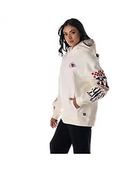 The Wild Collective Men's and Women's Cream Kansas City Chiefs Stacked Graphic Sleeve Fleece Hoodie