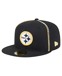 New Era Men's Black Pittsburgh Steelers Soutache 59FIFTY Fitted Hat