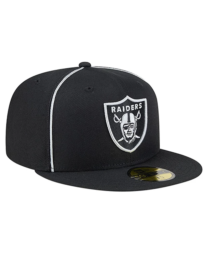 New Era Men's Black Las Vegas Raiders Soutache 59FIFTY Fitted Hat