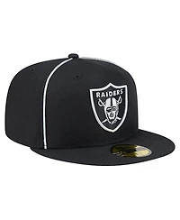 New Era Men's Black Las Vegas Raiders Soutache 59FIFTY Fitted Hat