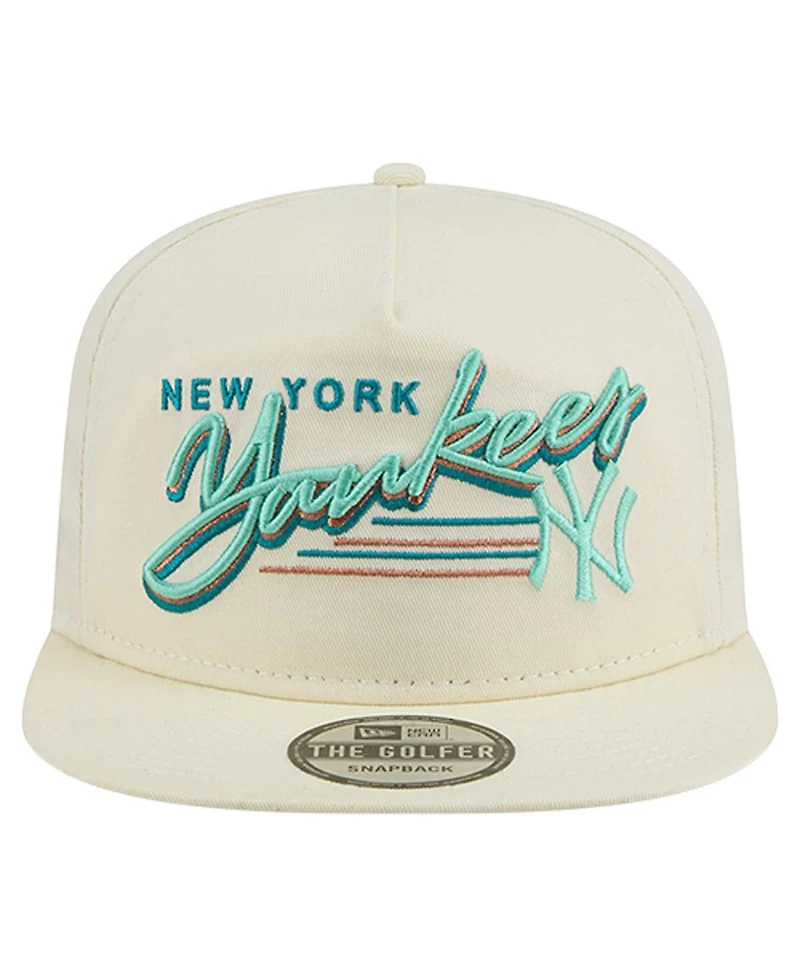 New Era Men's Cream New York Yankees Chrome Golfer Adjustable Hat