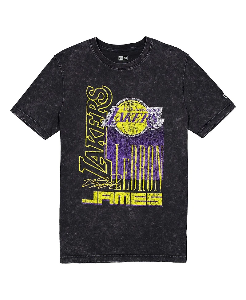 New Era Men's LeBron James Black Los Angeles Lakers Full Court Press Mineral Wash Player T-Shirt