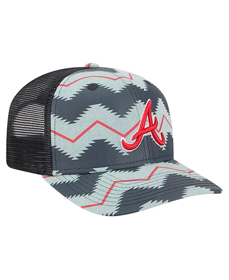 New Era Men's Denim/Navy Atlanta Braves Aztec Denim 9SEVENTY Adjustable Hat