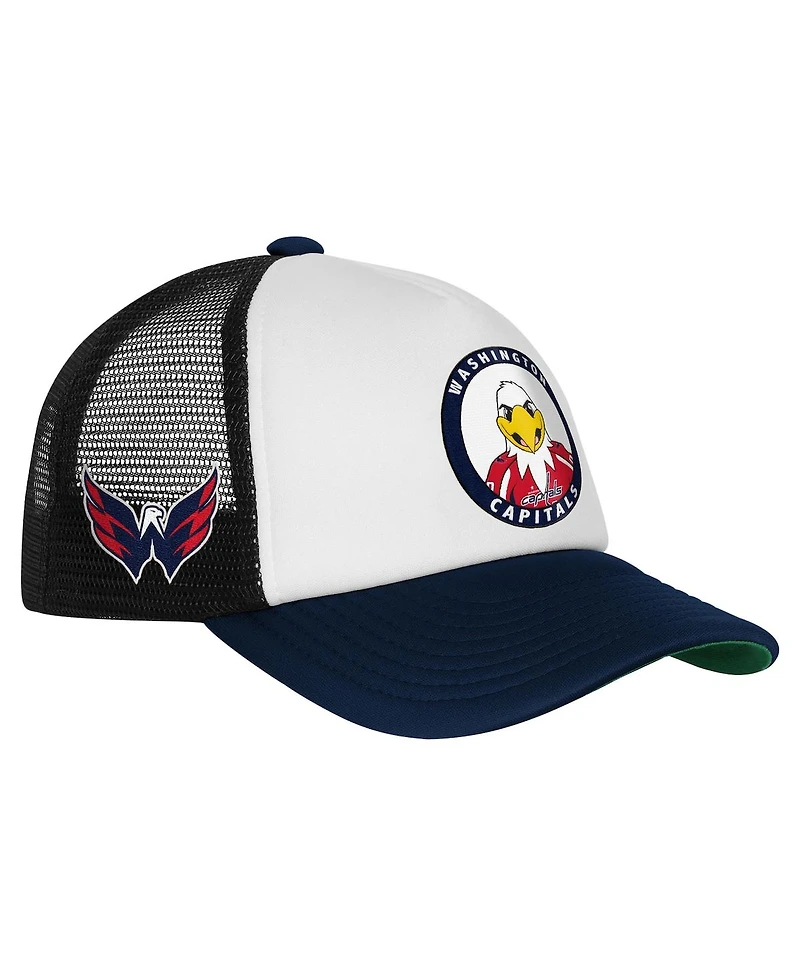 Mitchell & Ness Big Boys and Girls White Washington Capitals Mascot Adjustable Trucker Hat