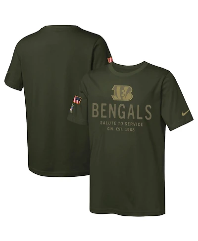 Nike Big Boys and Girls Olive Cincinnati Bengals 2025 Salute to Service Sideline Dri-fit T-Shirt