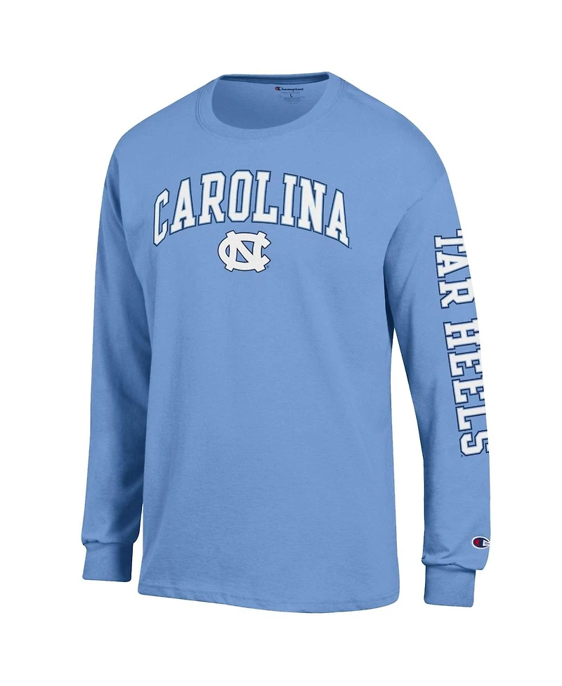 Champion Men's Carolina Blue North Tar Heels Arch Over Logo 2-Hit Long Sleeve T-Shirt
