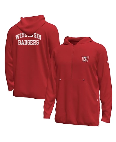 Under Armour Men's Red Wisconsin Badgers Throwback Motion Heavyweight Quarter-Zip Hoodie