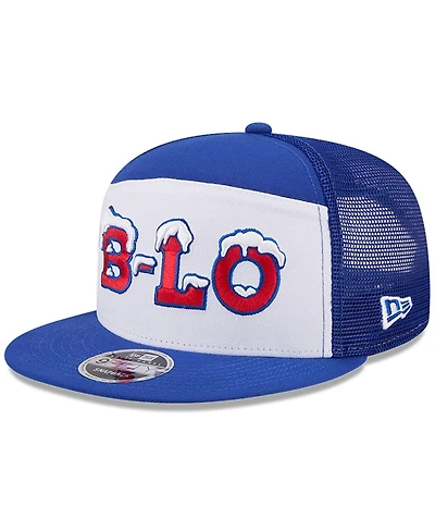 New Era Men's White/Royal Buffalo Bills 2025 Rivalries Collection Team Split Panel 9FIFTY Snapback Hat