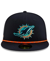 New Era Men's Pitch Blue Miami Dolphins 2025 Rivalries Collection Sideline Rope 59FIFTY Fitted Hat